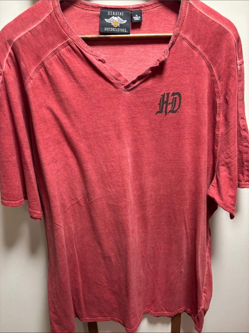 Harley-Davidson Distressed Red Short Sleeve Tee with HD Chest Logo